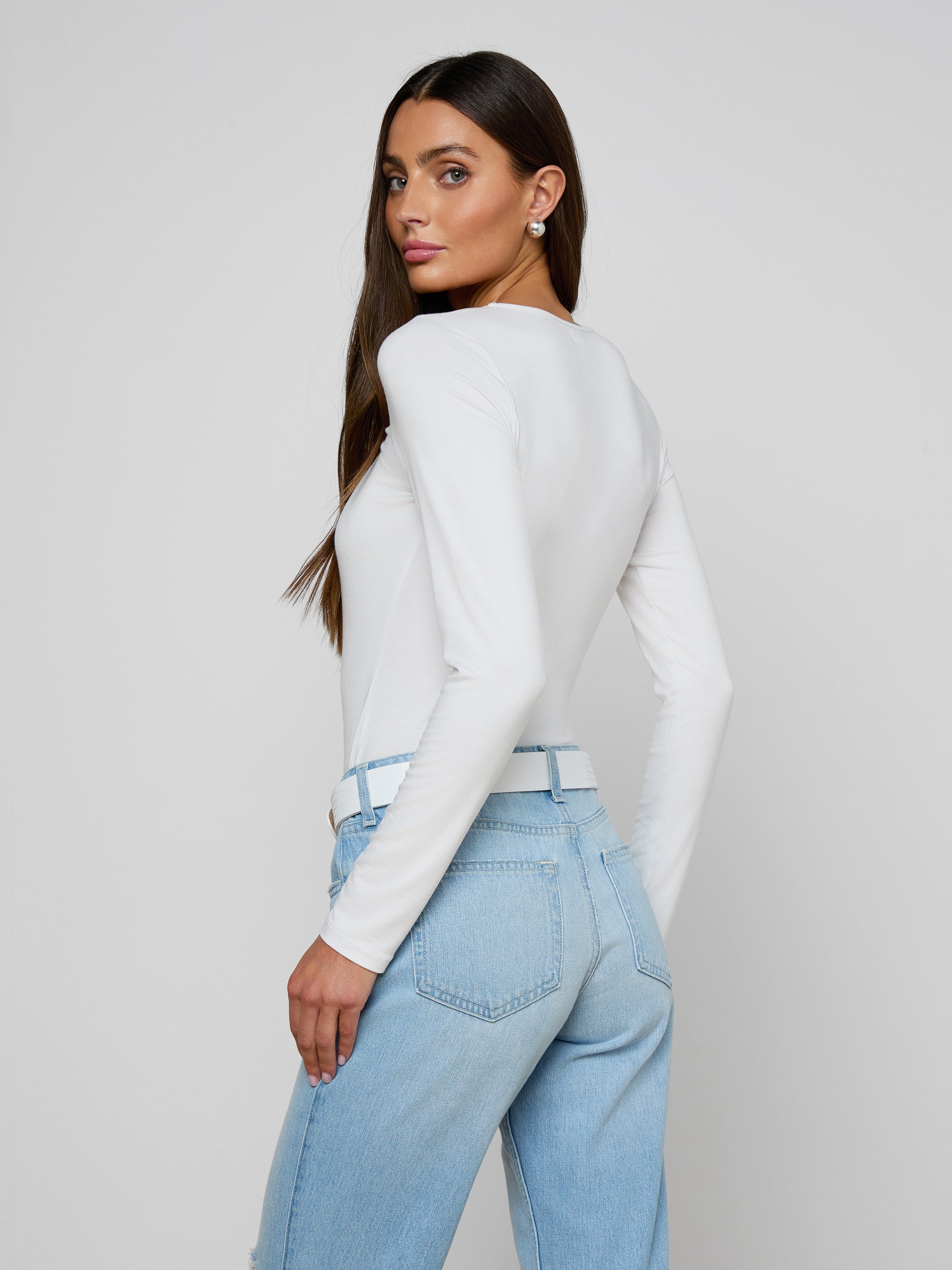 Cassandra Ruched Bodysuit In White