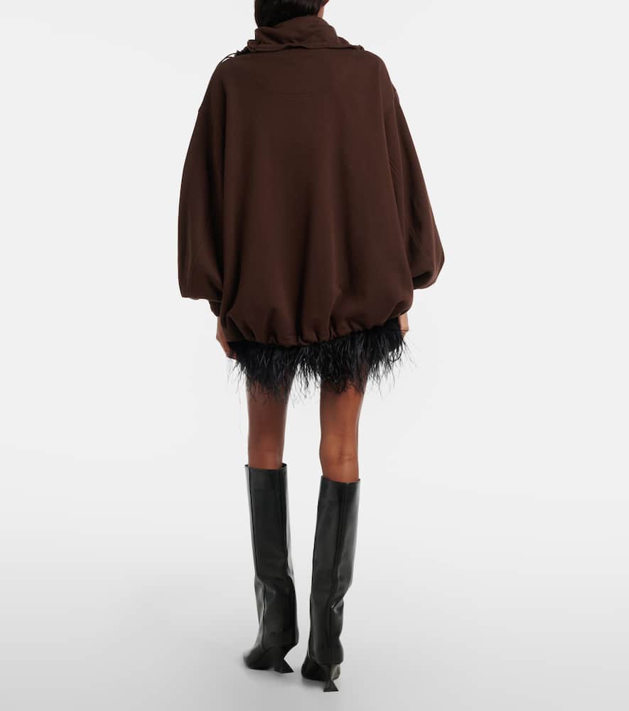 Sheer feather-trimmed miniskirt
