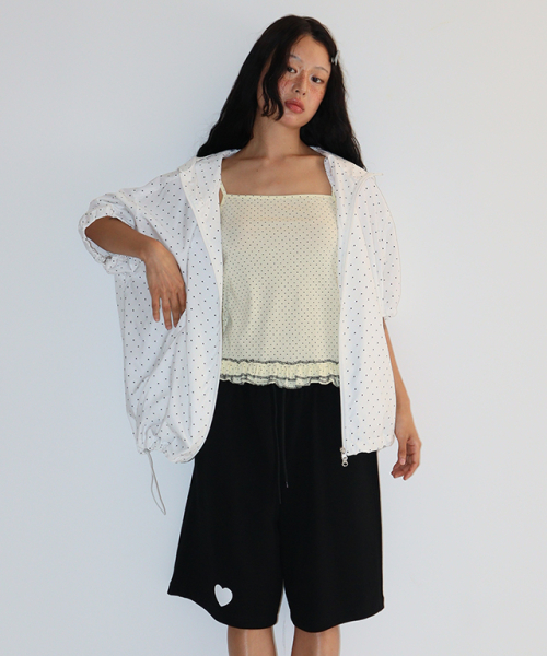 HOODED HALF SLEEVE WINDBREAKER WHITE DOT