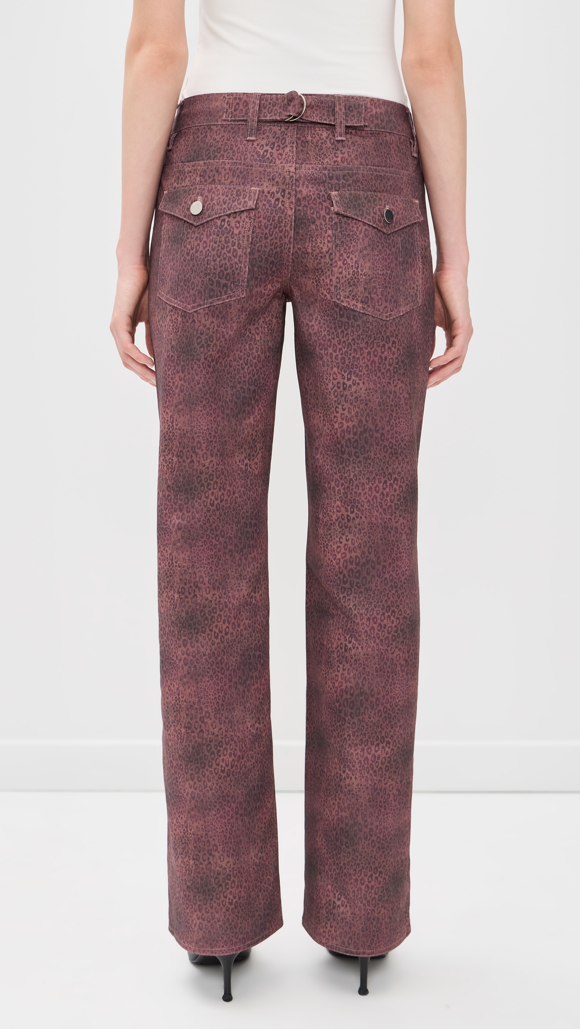 Cicely Straight Leg Trousers Red Leopard