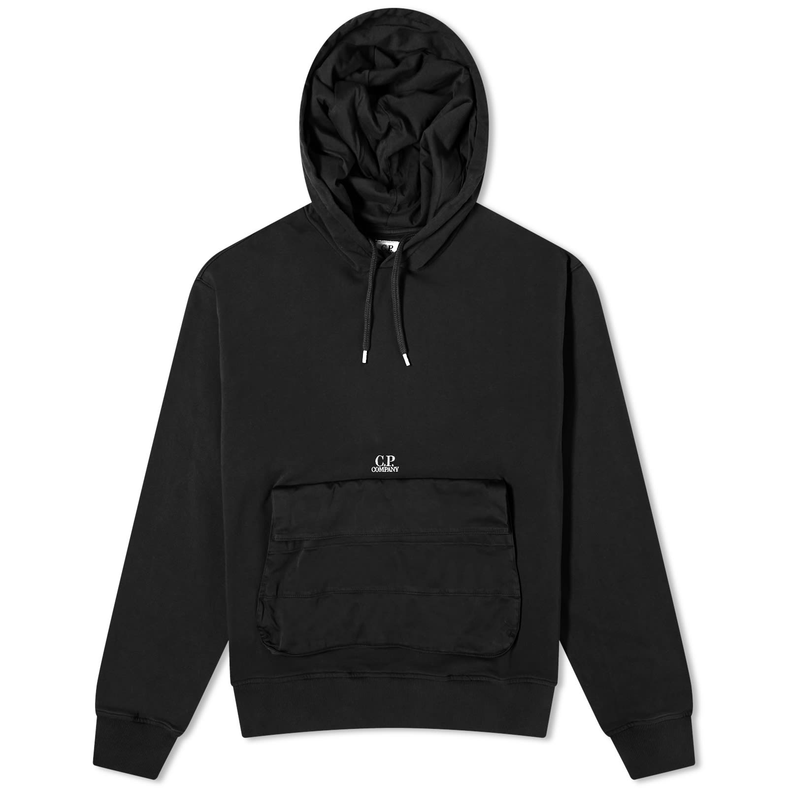 Men's Nylon Pocket Popover Hoody in Black