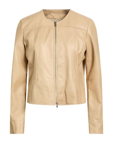 Woman Jacket Beige Size L Leather