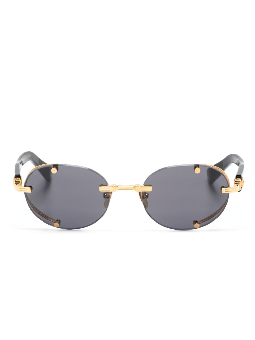 Oval-frame tinted sunglasses - Black