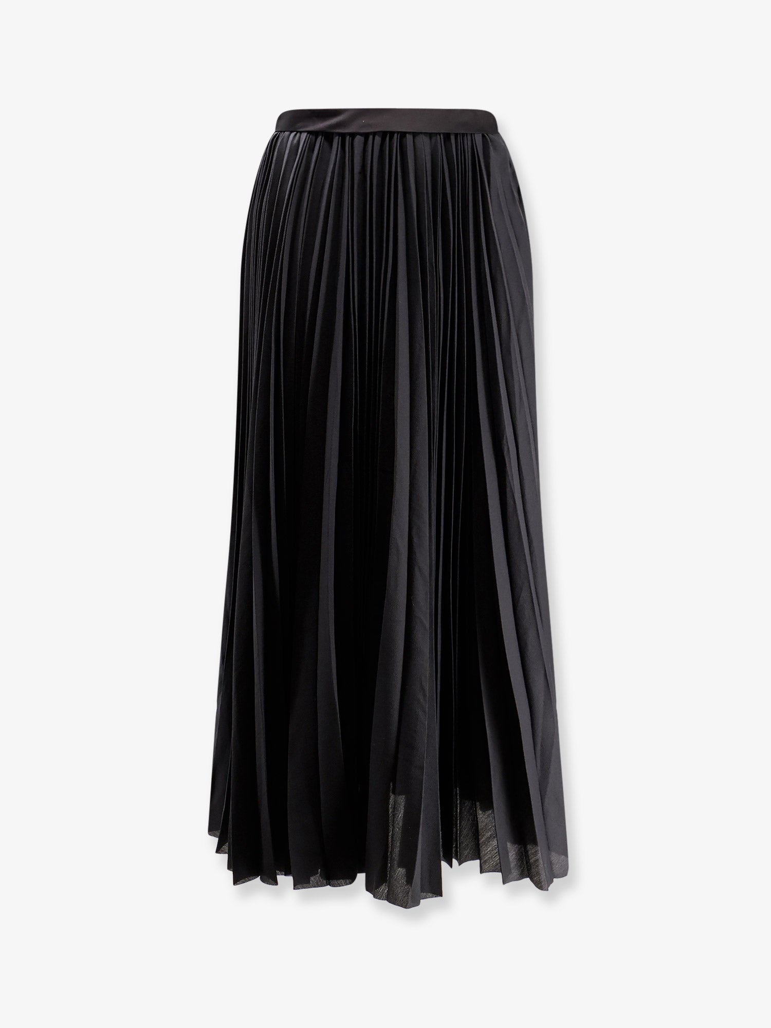Pleated Satin Band Skirt — Black