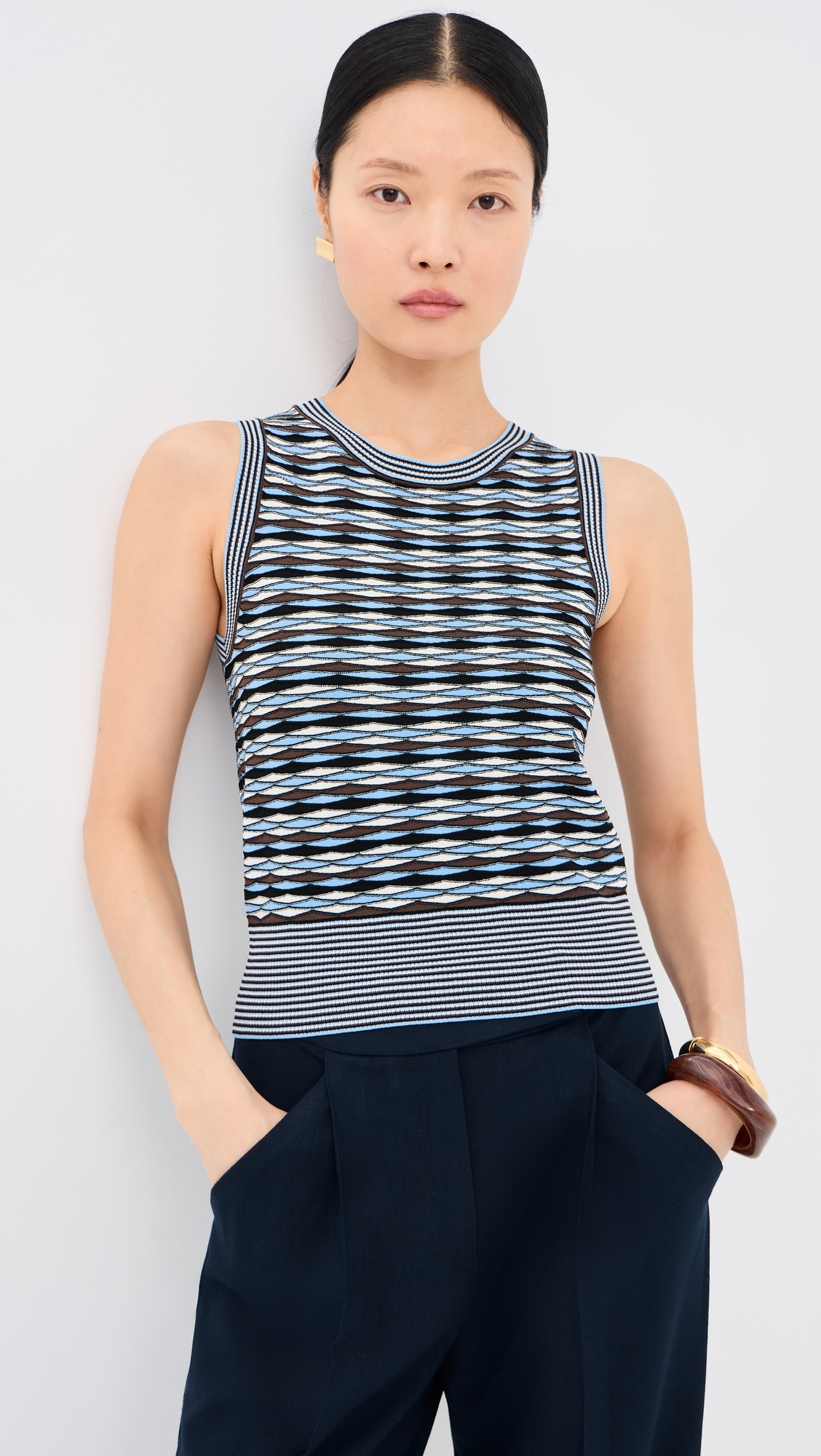 Cropped Jerrel Knit Tank Blue Jay Multi