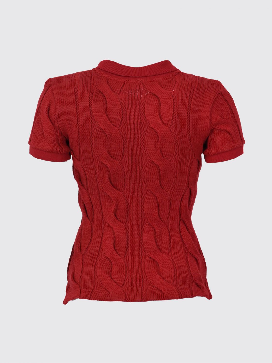 Cable-knit polo top - White