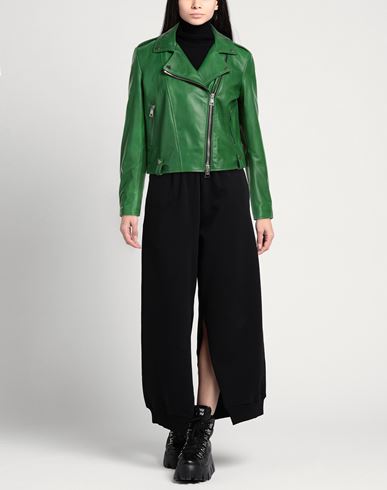 Woman Jacket Green Size L Leather