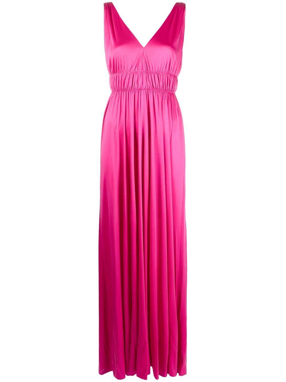 V-neck pleated maxi dress - Blue