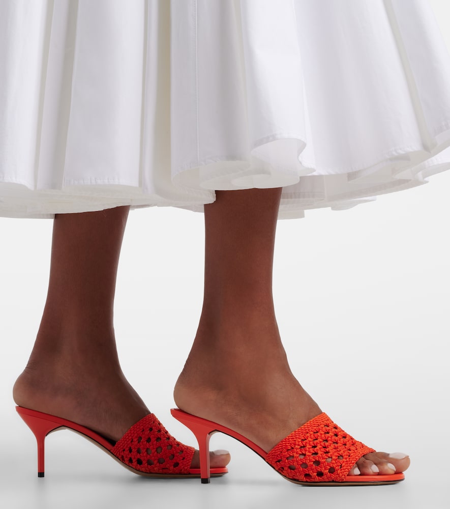 Cubisto woven raffia-effect mules