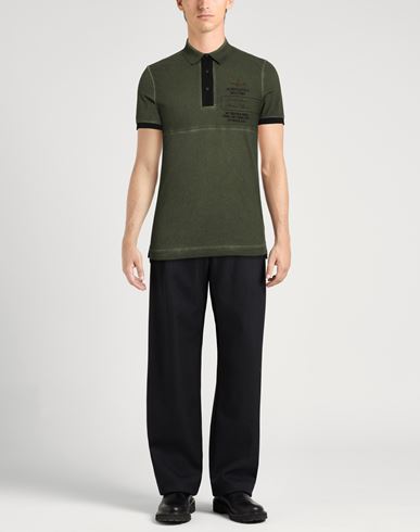 Man Polo shirt Military green Size S Cotton, Elastane