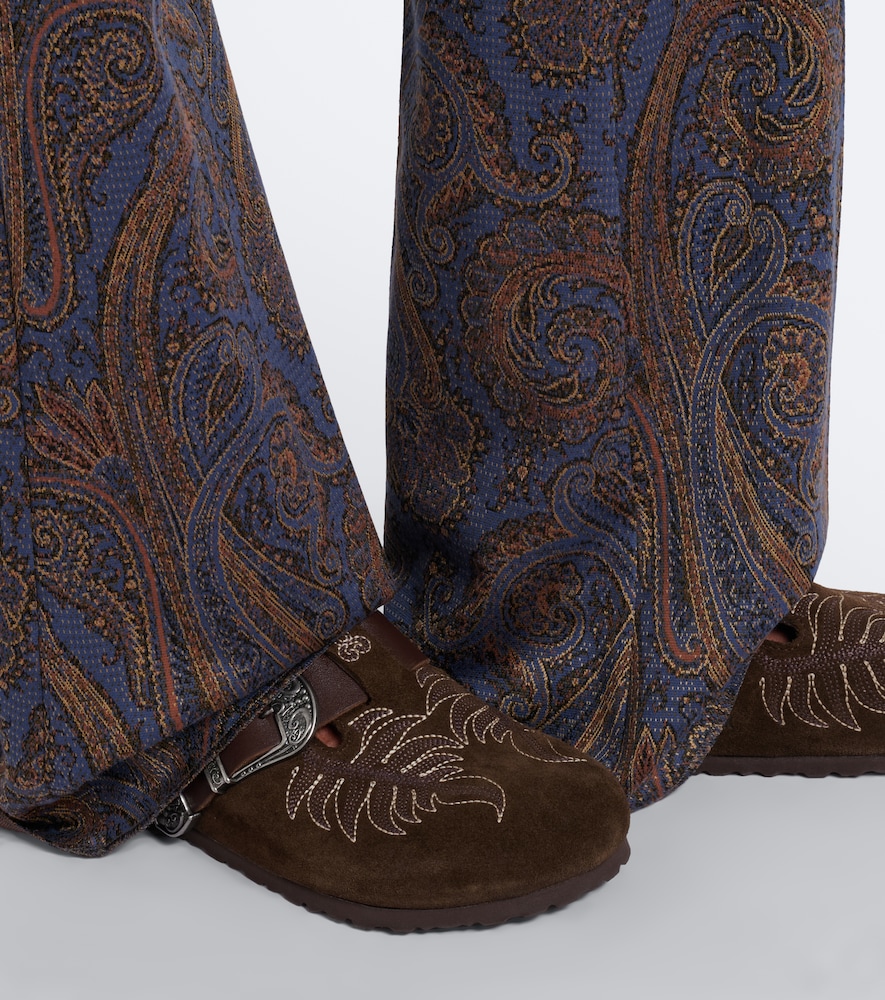 X Birkenstock Boston embroidered suede clogs