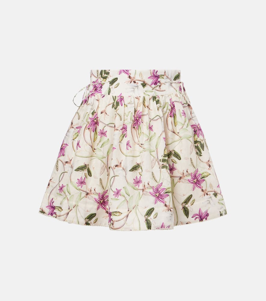 Floral linen shorts