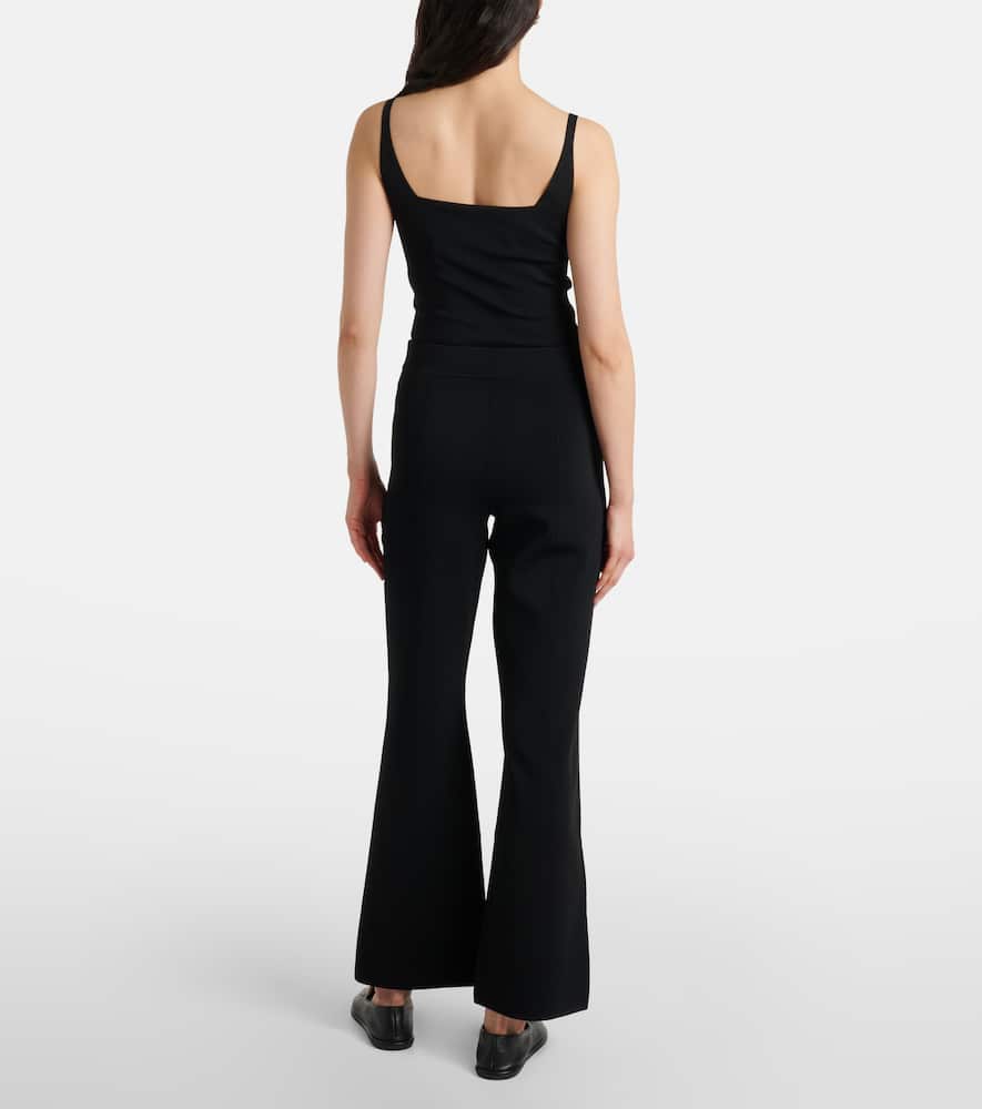 Knitted mid-rise flared pants