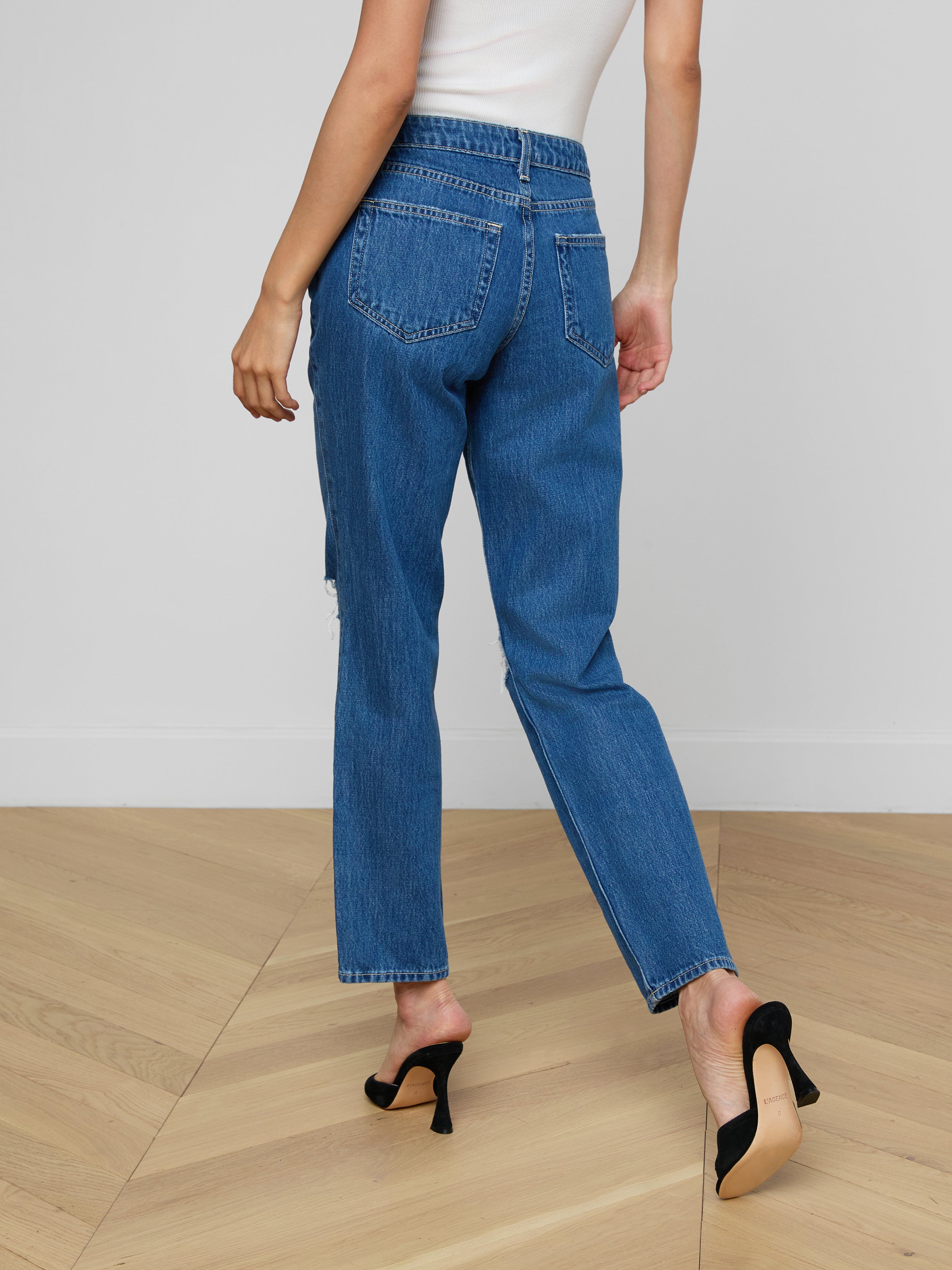 Nevia Slouchy Straight-Leg Jean In Memphis Destruct