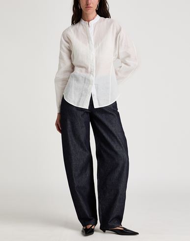 Alaïa Woman Shirt White Size 6 Cotton, Linen