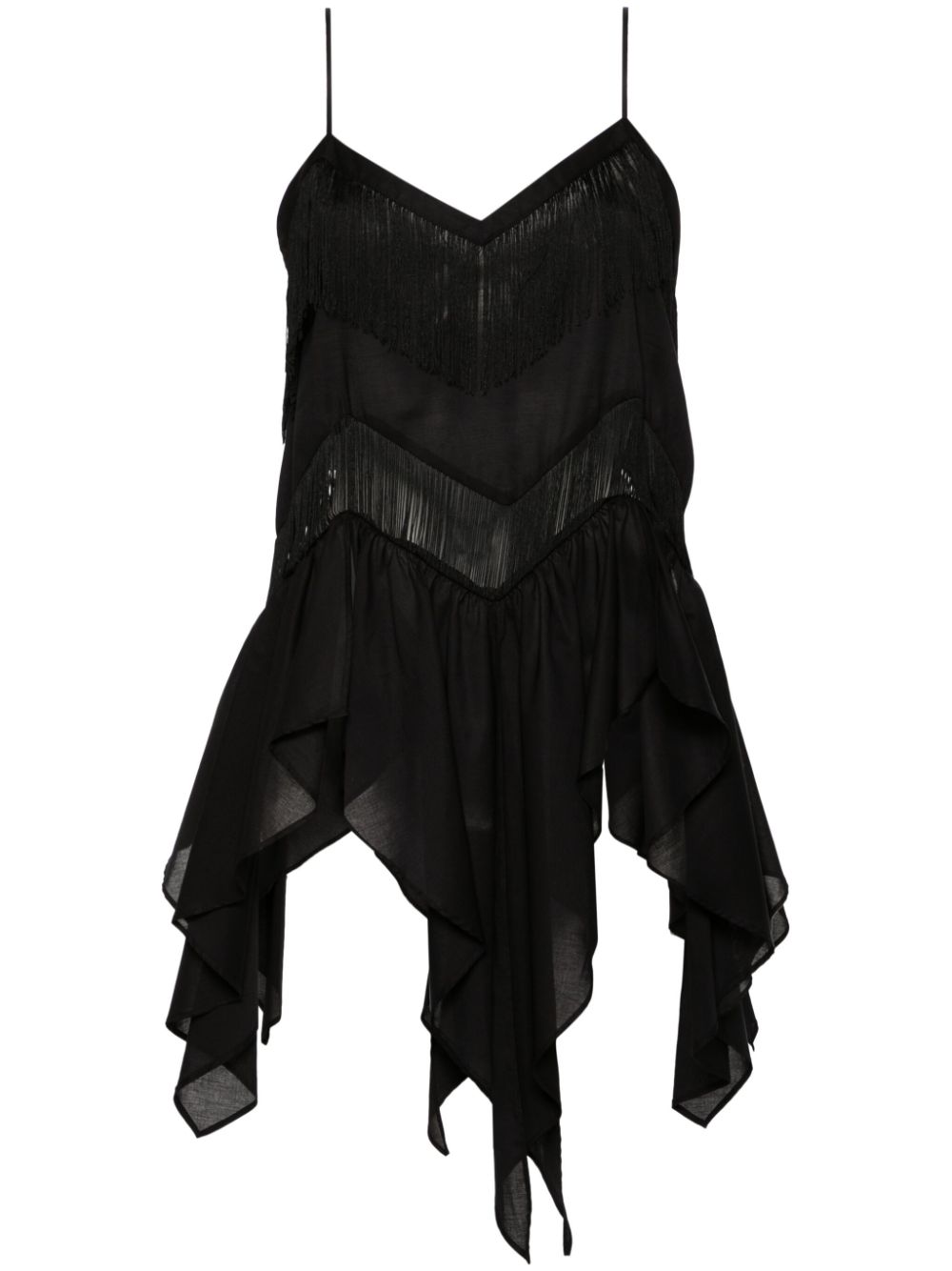 Fringed draped top - Black