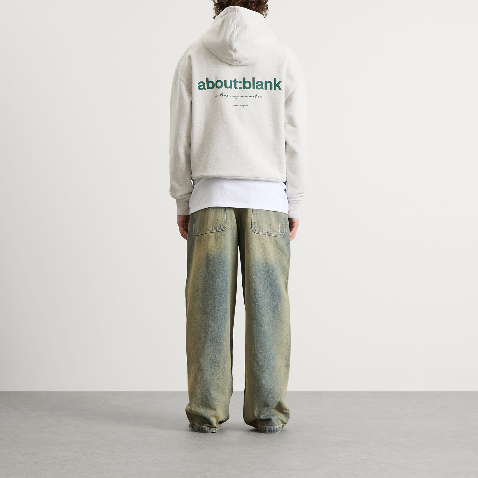 Men's Box Logo Hoodie Grey/Epsom Green