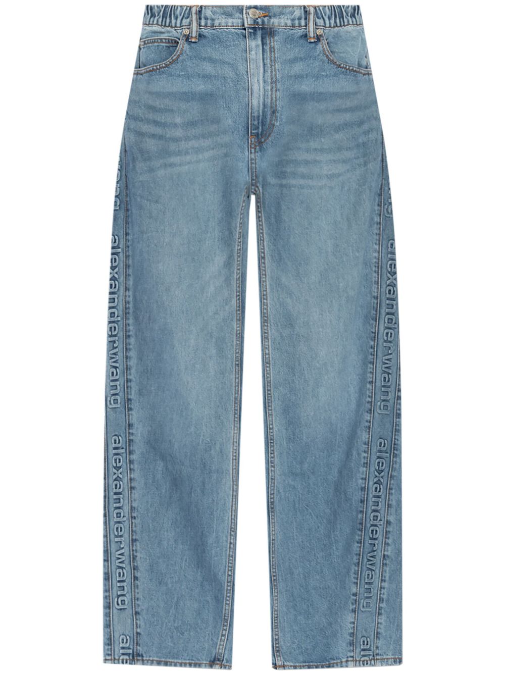 Logo-embossed boyfriend jeans - Blue