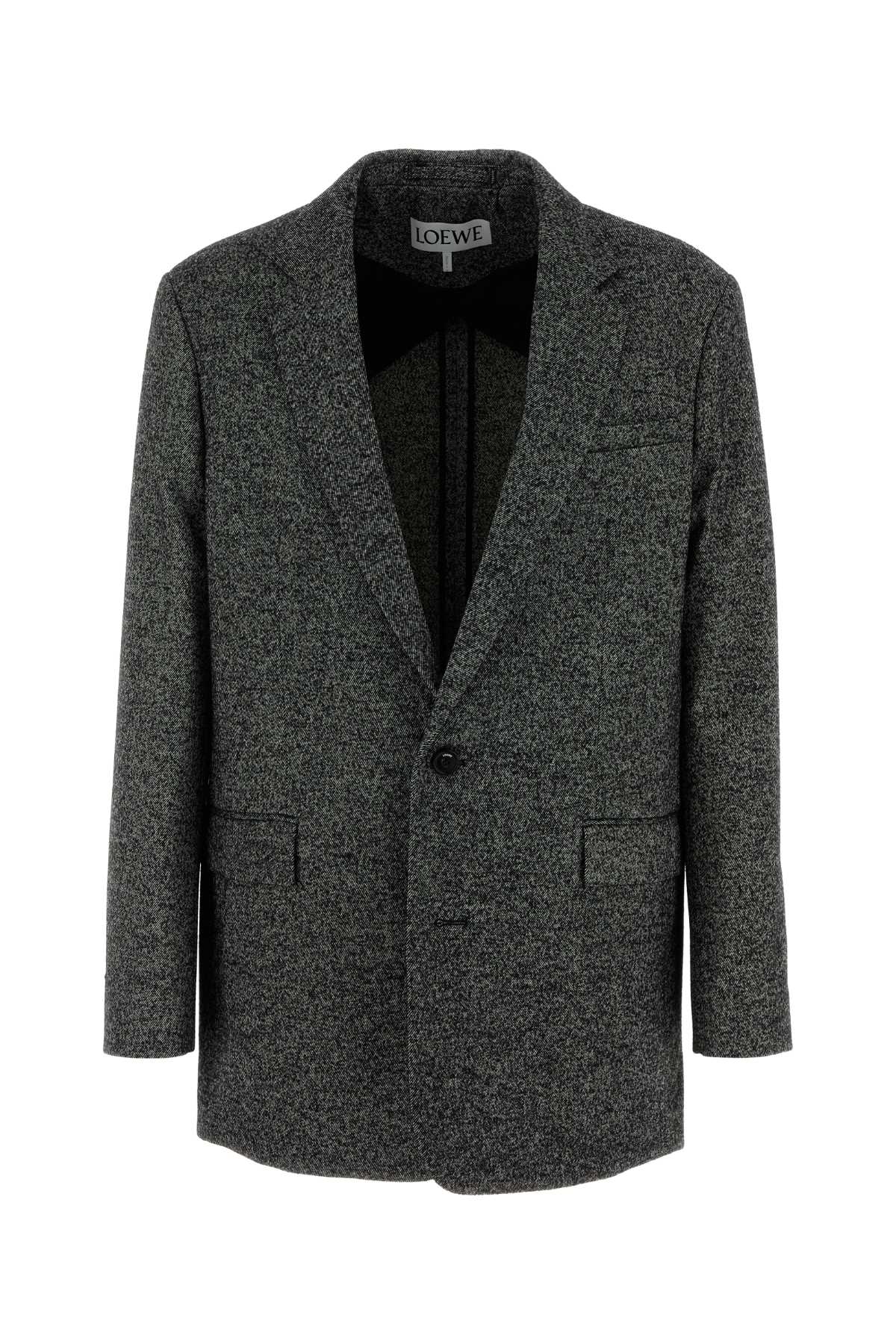 Wool-Blend Two-Tone Blazer — Gray