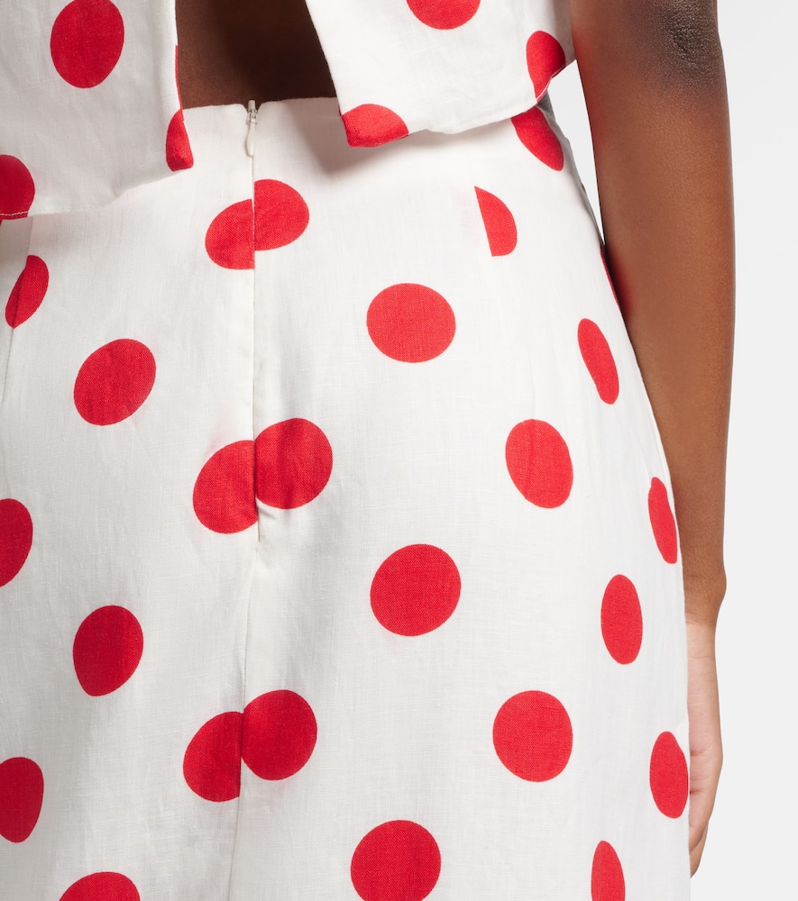 Bruna polka-dot linen maxi skirt