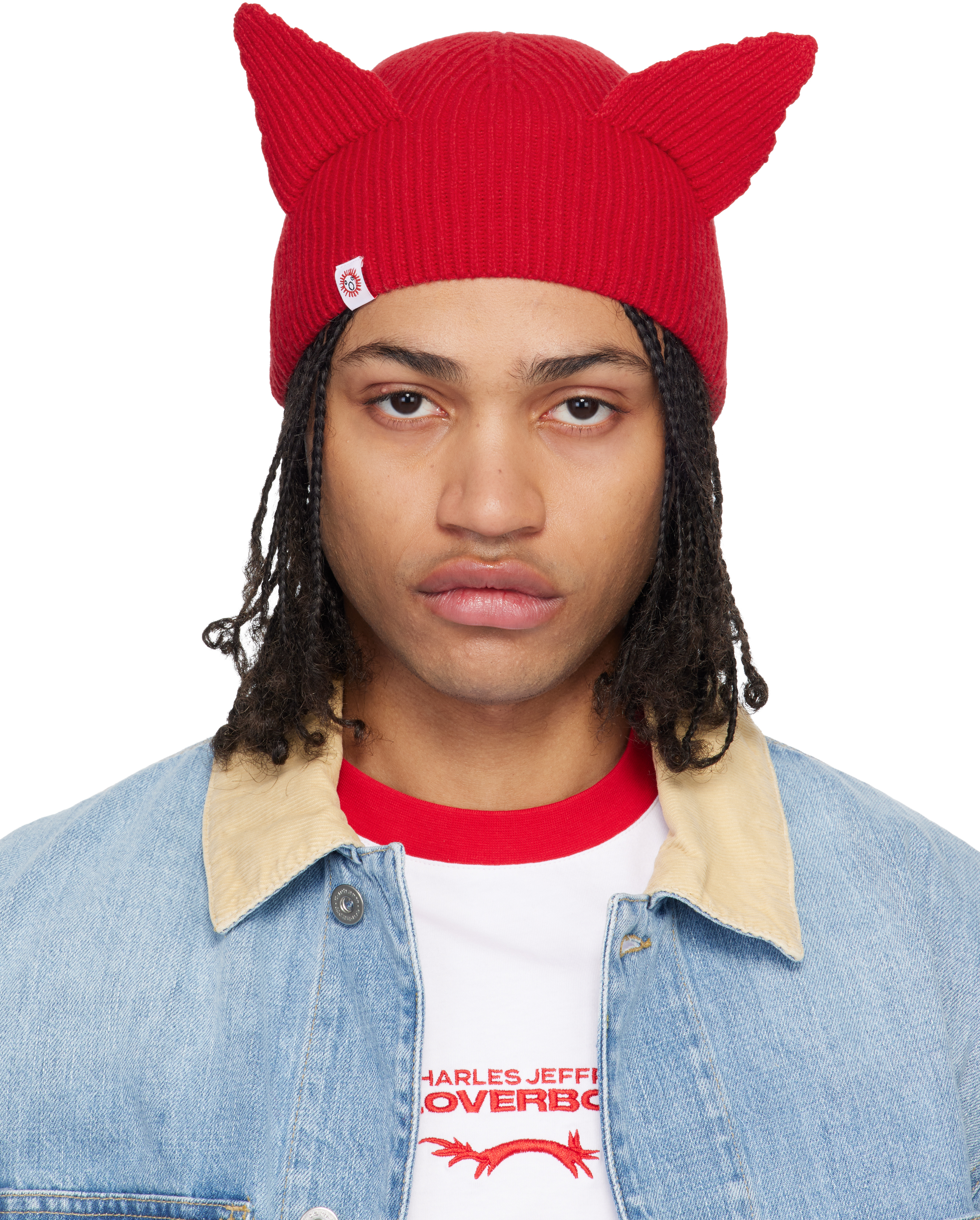 Red Ears Rib Beanie