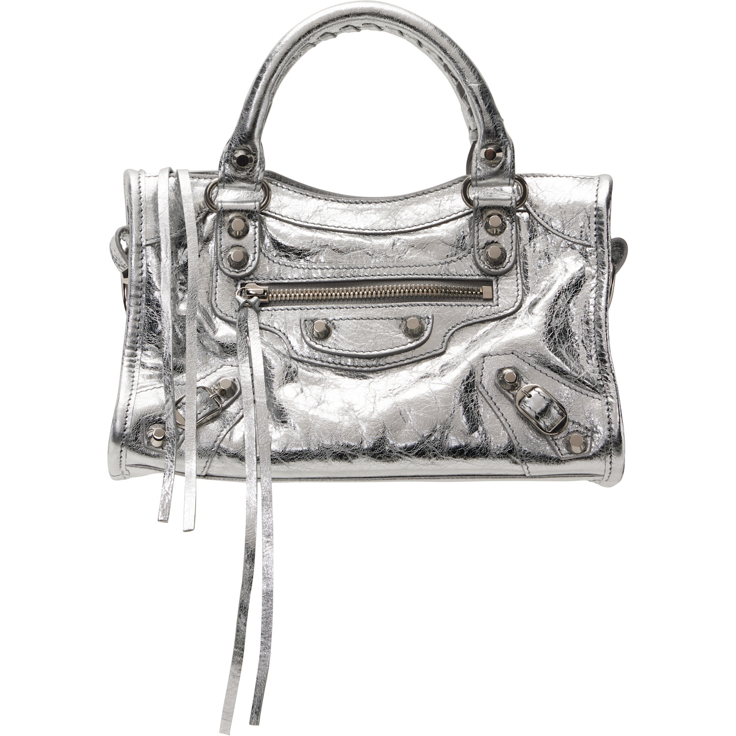 Silver 'Le City Mini' Metallic Lamb Leather Bag