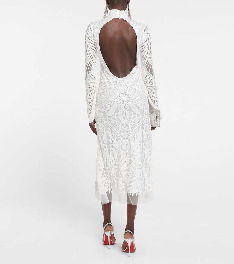 Galvan Bridal Borghese backless lace midi dress