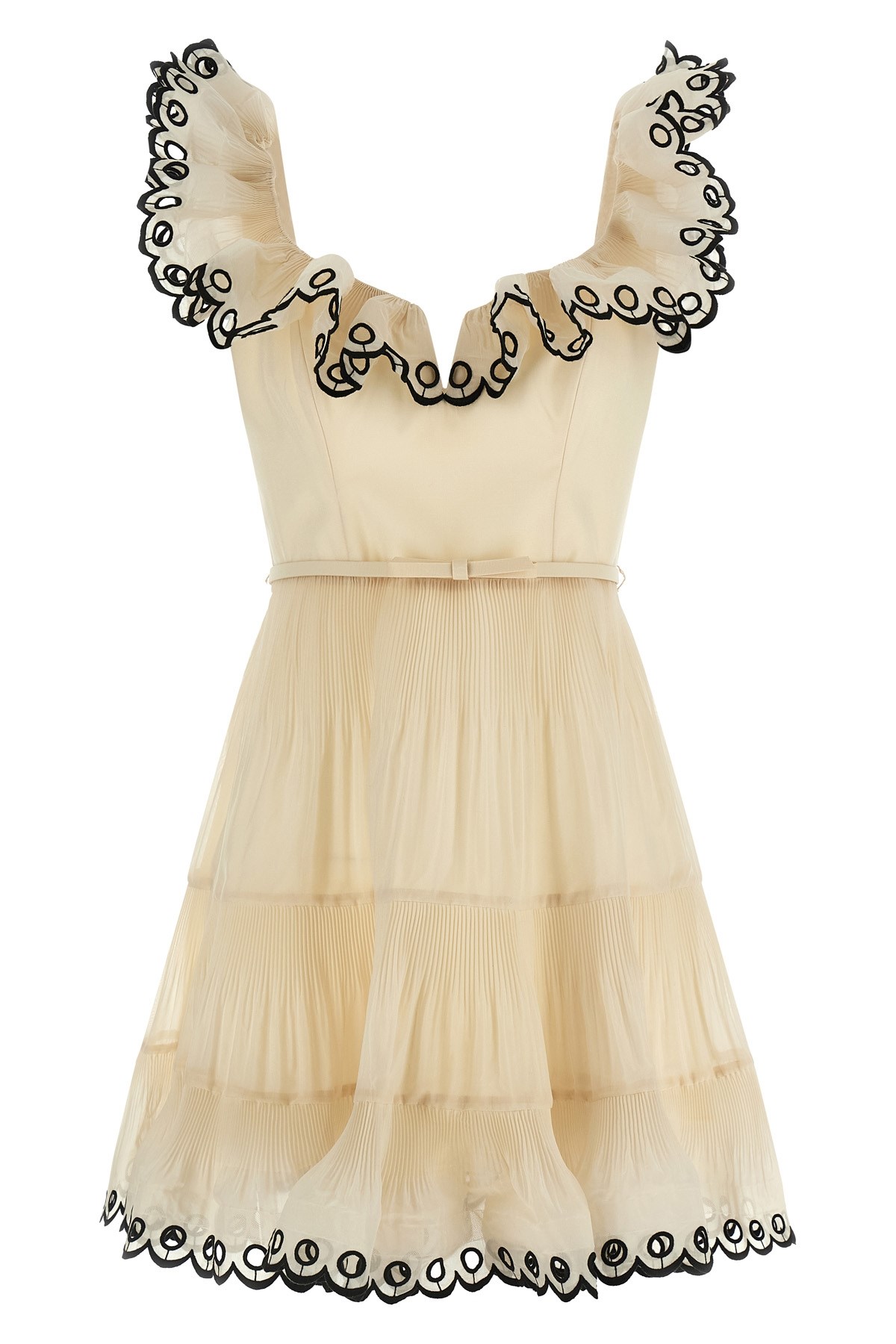 'Embroidered Frilled Mini' Dress