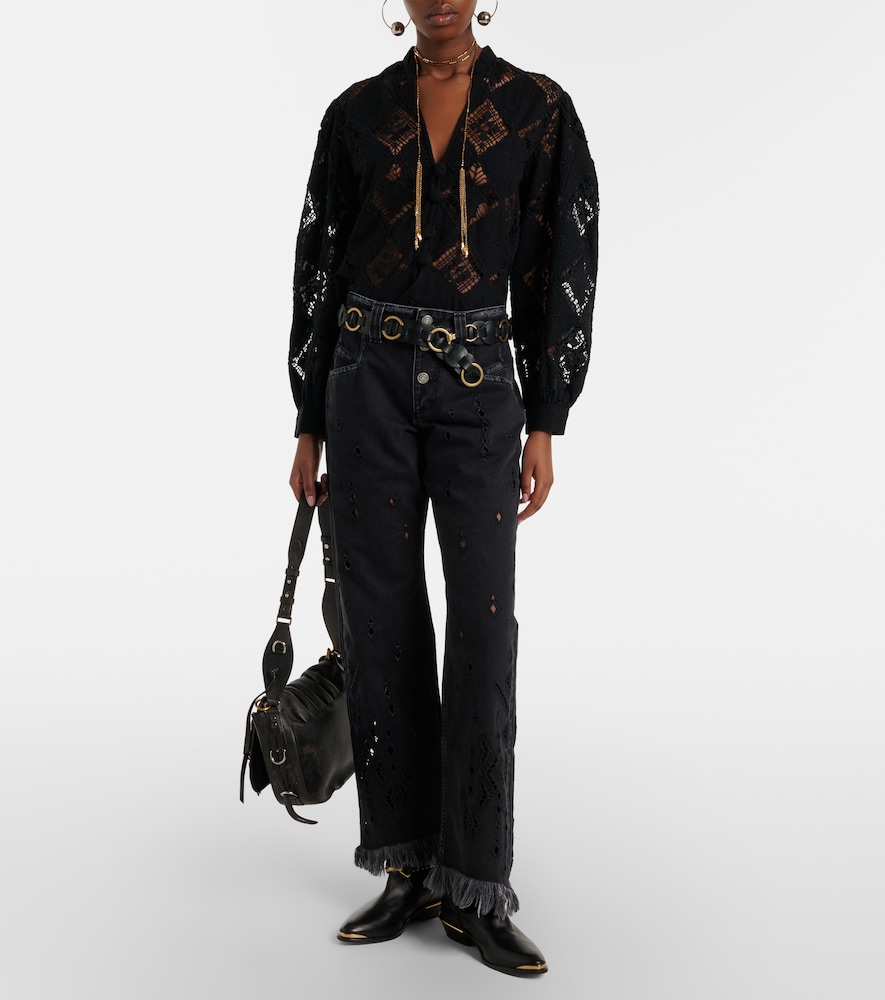 Amia broderie anglaise flared jeans