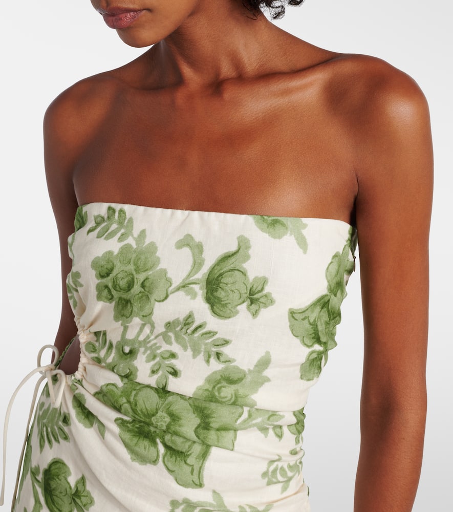 Gardella cutout floral linen midi dress