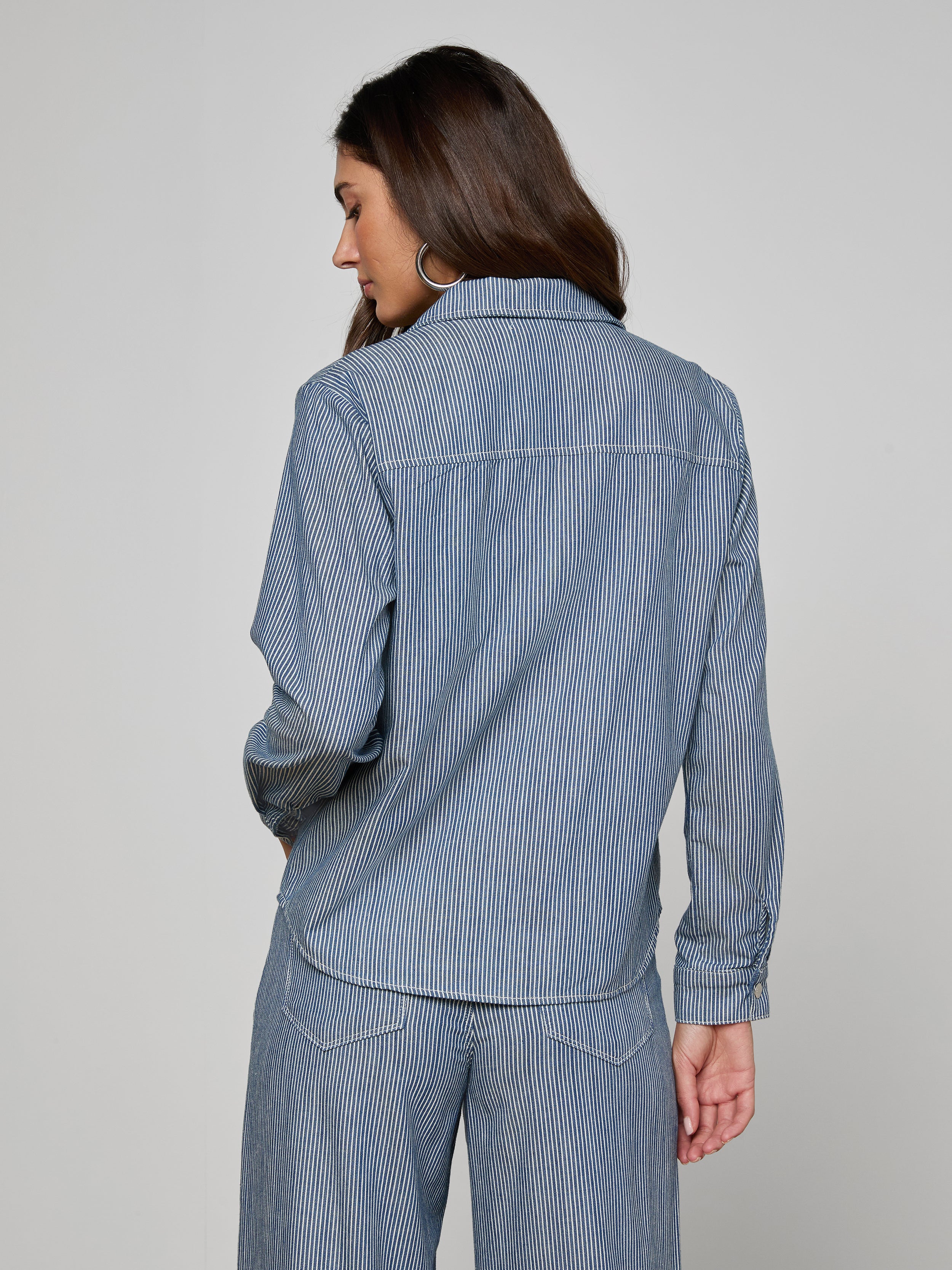 Isla Shirt In Azure Blue Stripe