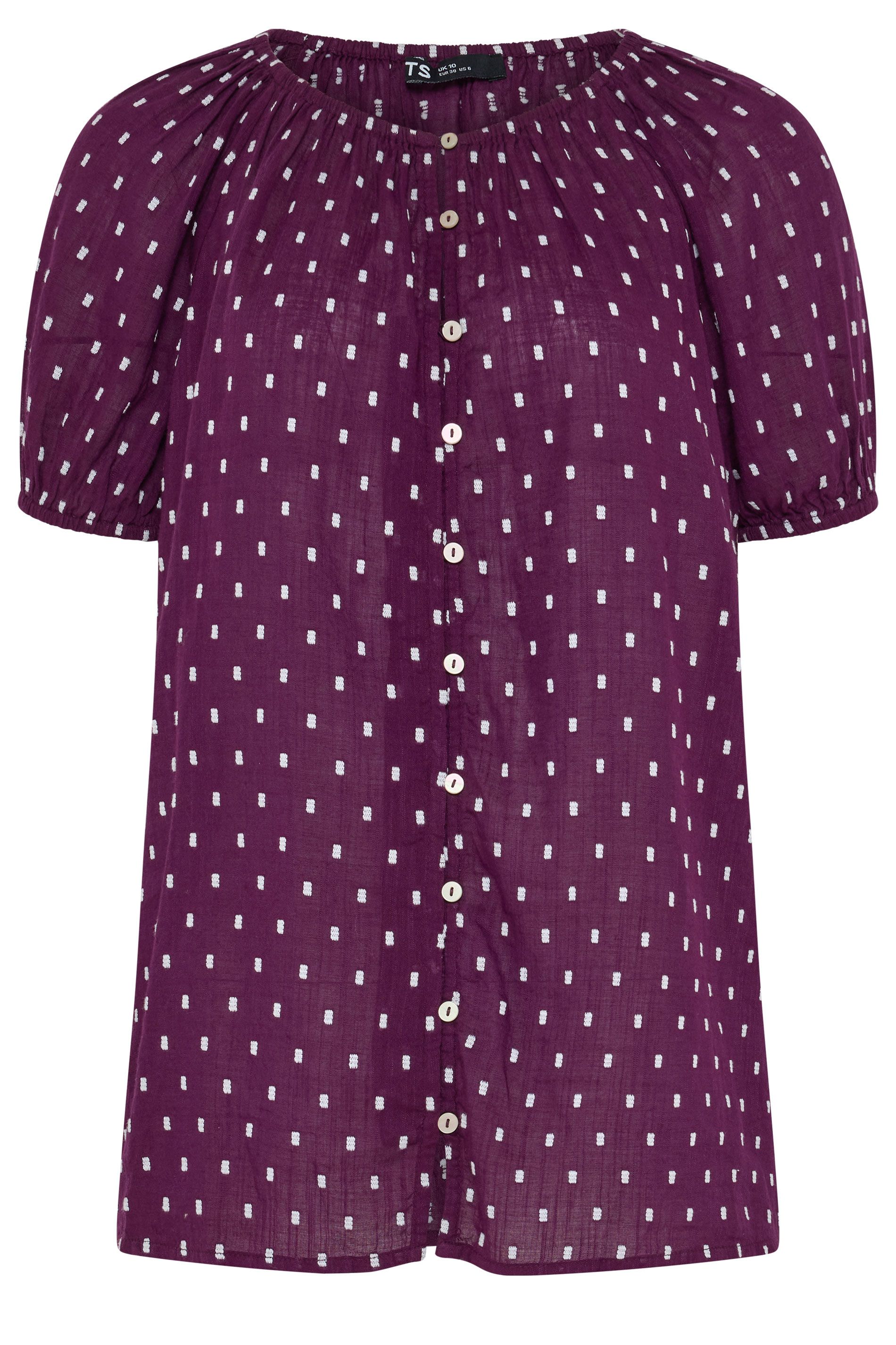 Long Tall Sally Women's Tall Polka Dot Dobby Top in Purple