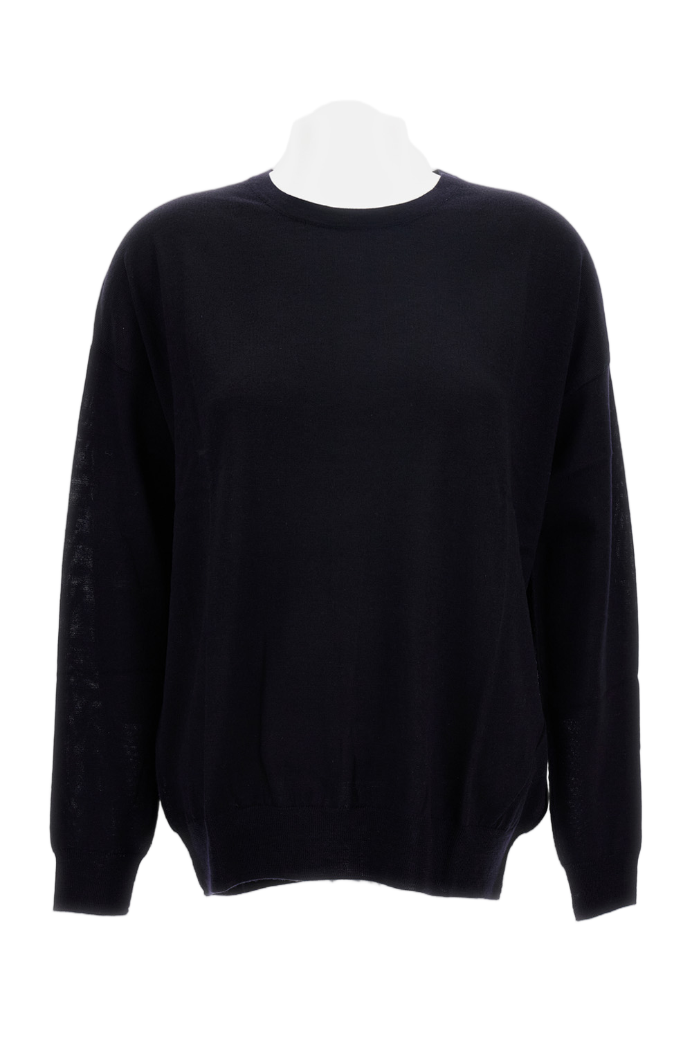 Crew-Neck Cardigan With Ribbed Detailing In Sumptuous Blue