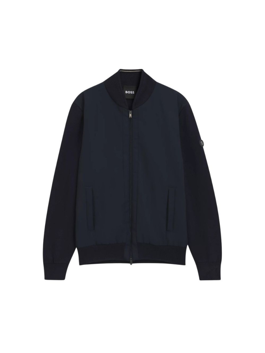 Navy Blue Solid Bomber Jackets