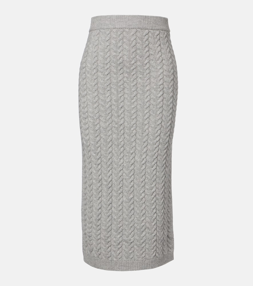 Cable-knit wool and cashmere pencil skirt