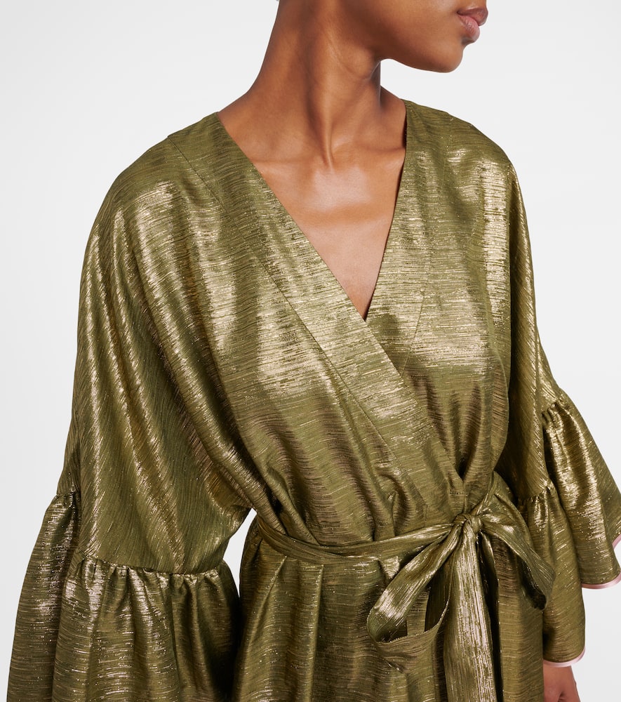 Printed silk-blend gown