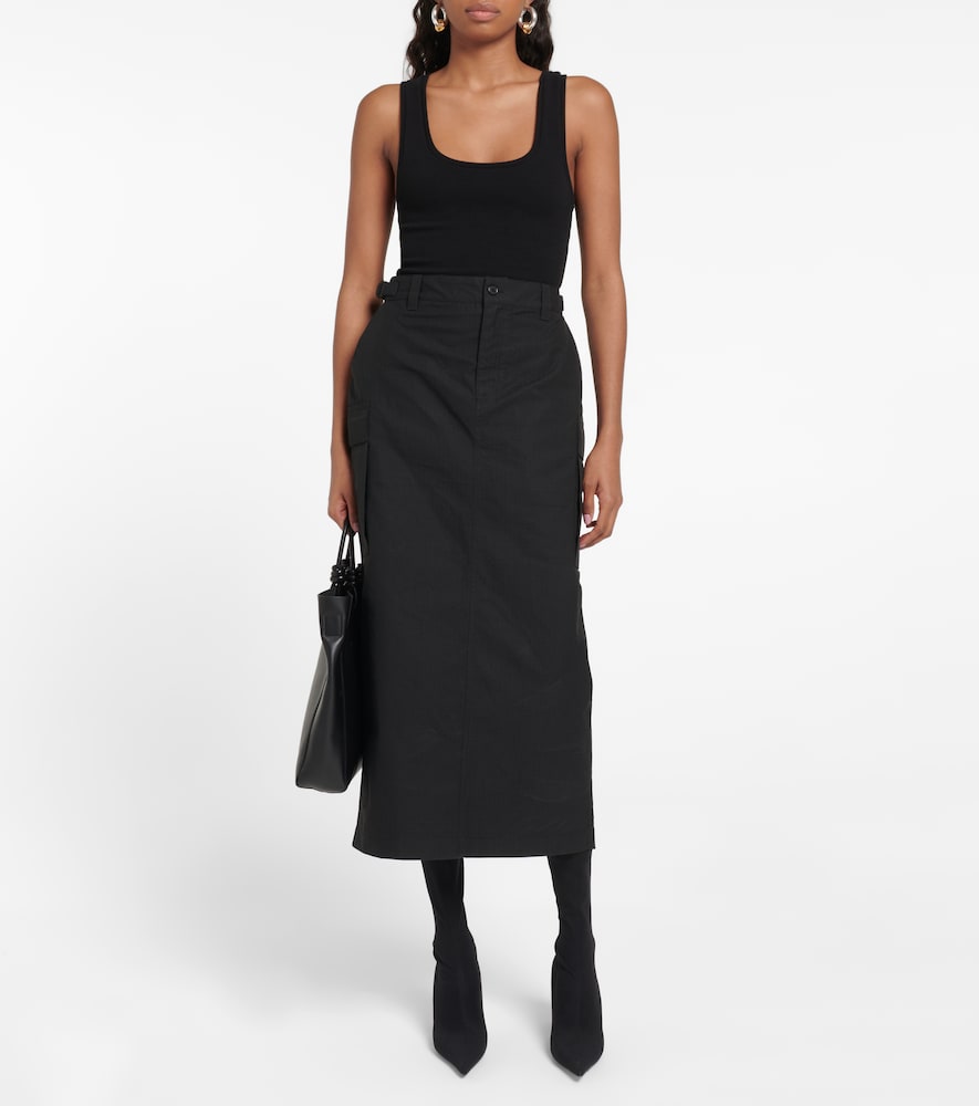 Ribbed-knit cotton-blend tank top