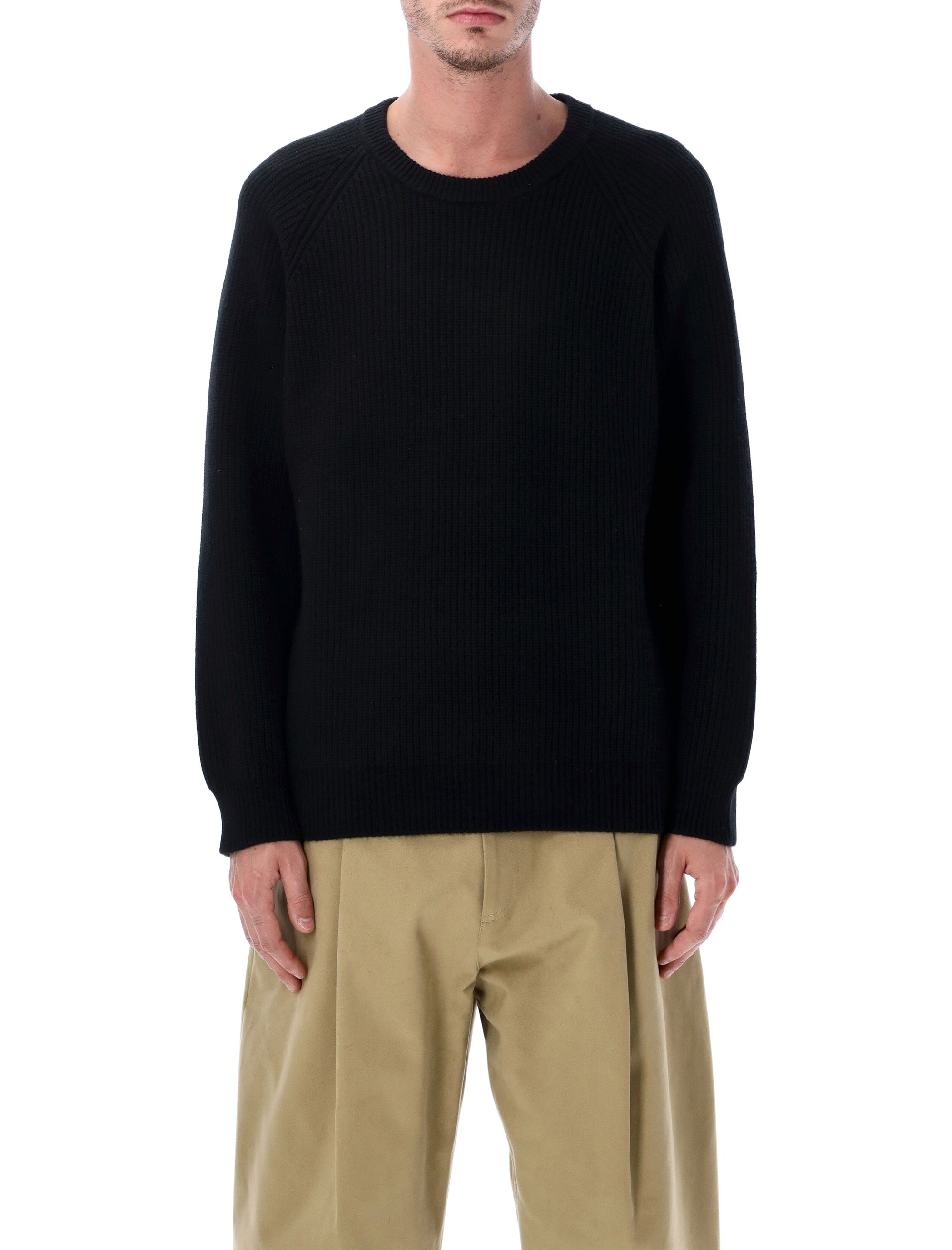 Ribbed Wool Cashmere Crewneck Sweater - Size L