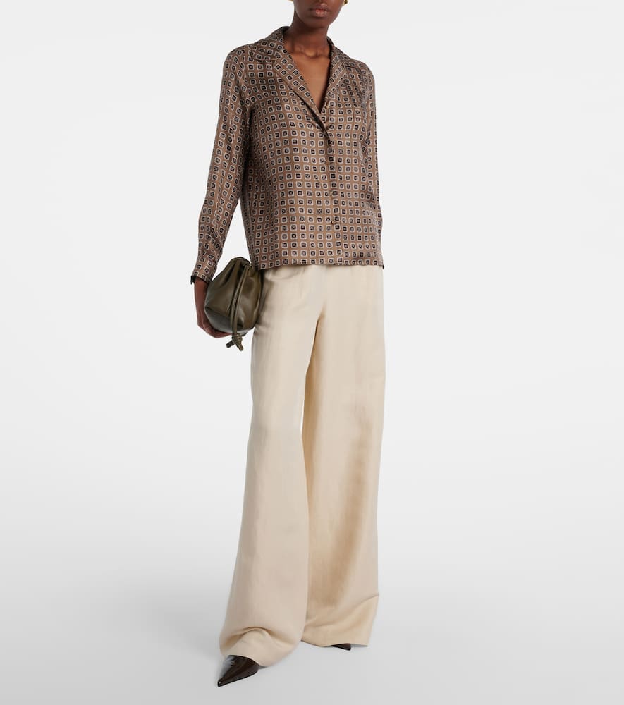 Oro linen and silk wide-leg pants
