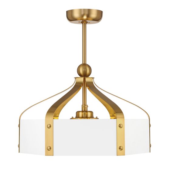 Sheffield 6-Light LED Fan D'Lier in White with Warm Brass Accent
