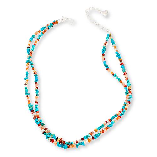 "Turquoise and Jelly Opal Bead 2-Strand 18"" Necklace"
