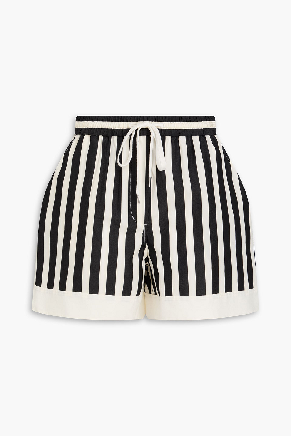 Striped cotton and silk-blend shorts - Black - XS