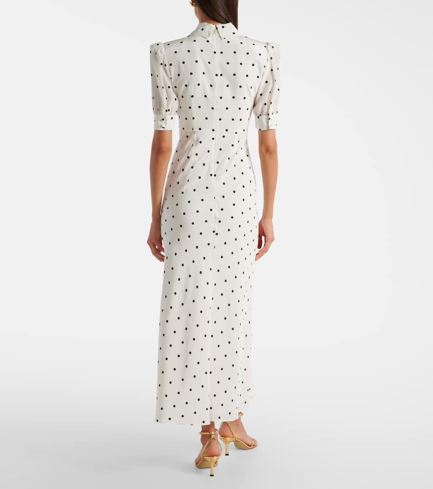 Polka-dot silk midi dress