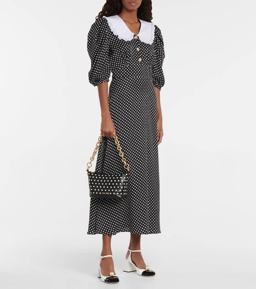 Polka-dot leather shoulder bag
