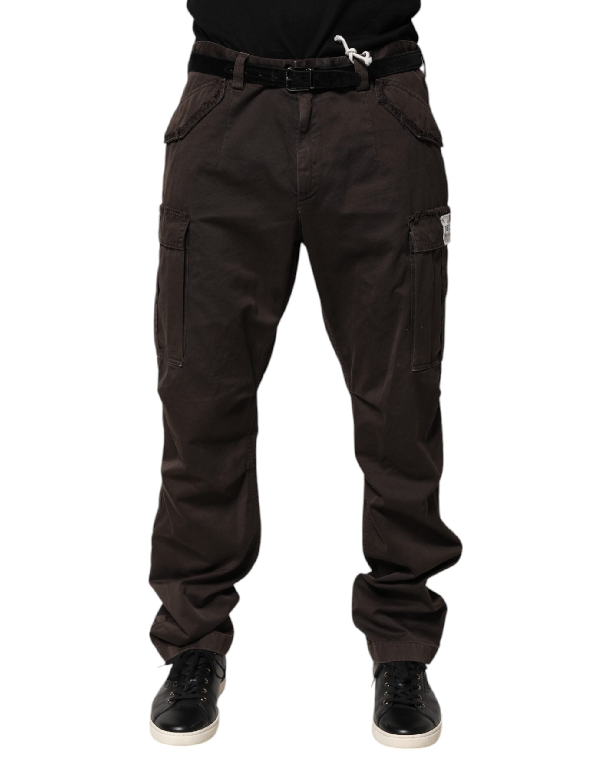 Cotton Stretch Cargo Cargo Pants — Brown