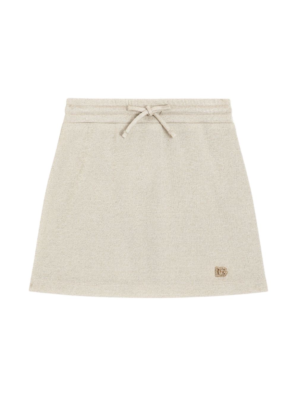 Logo-appliqué lurex skirt - Neutrals