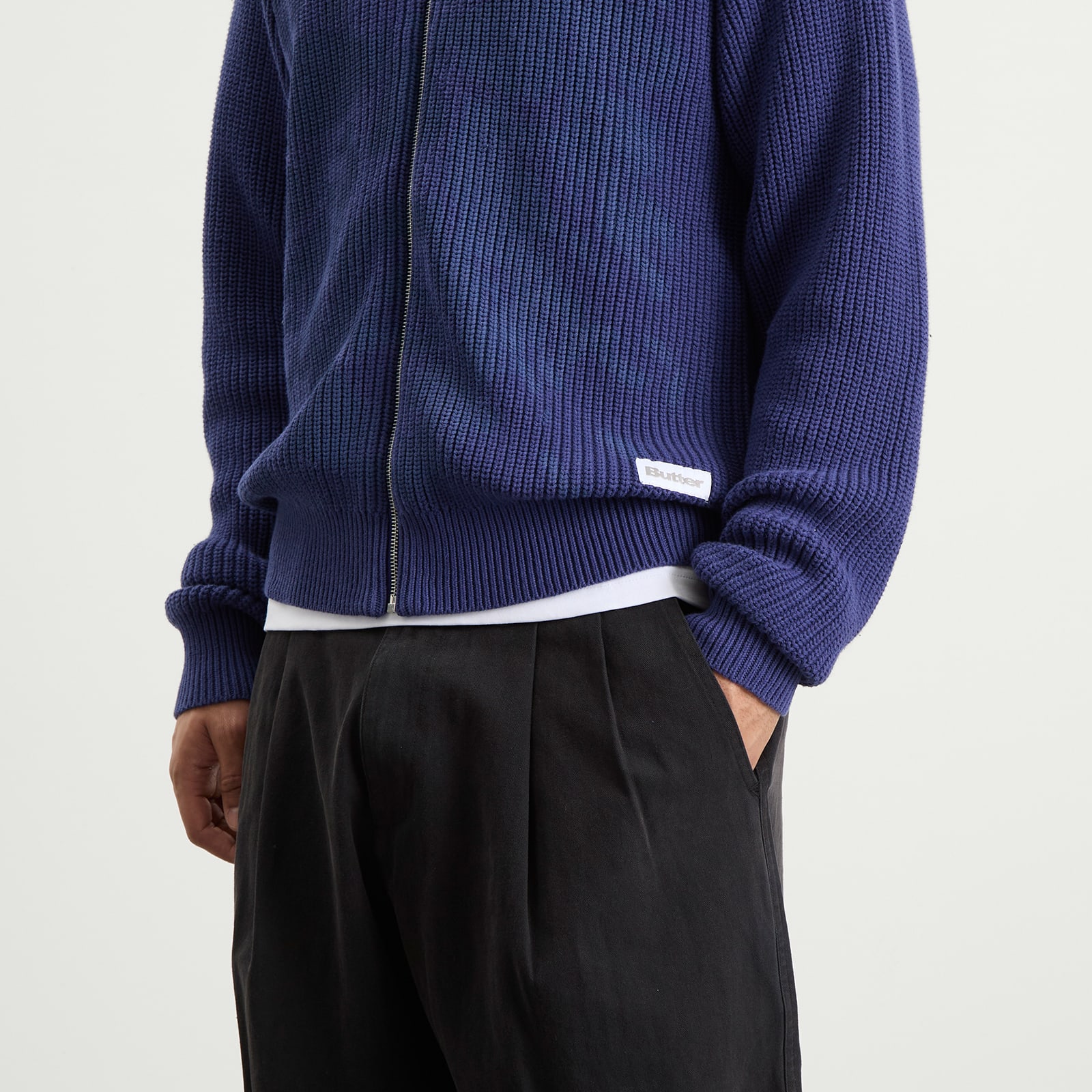 Men's Shout Zip Knit Sweater in Dark Blue