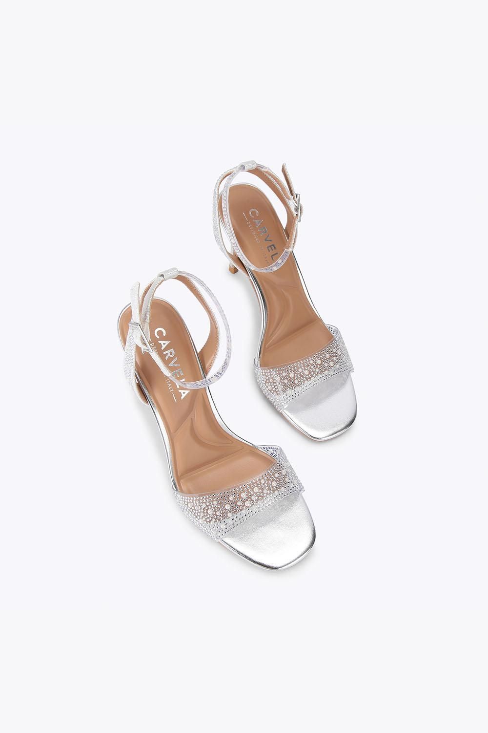 Carvela 'positano Vinyl Sandal' Heels In Silver