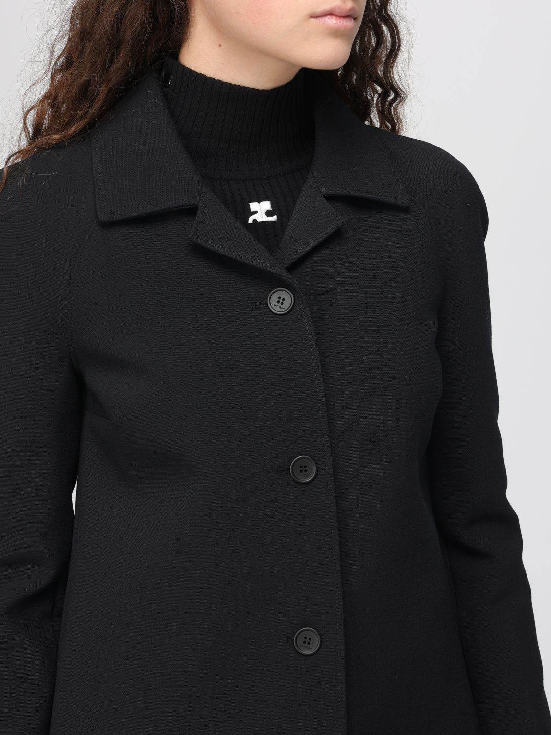 Tailored button-front coat - Black