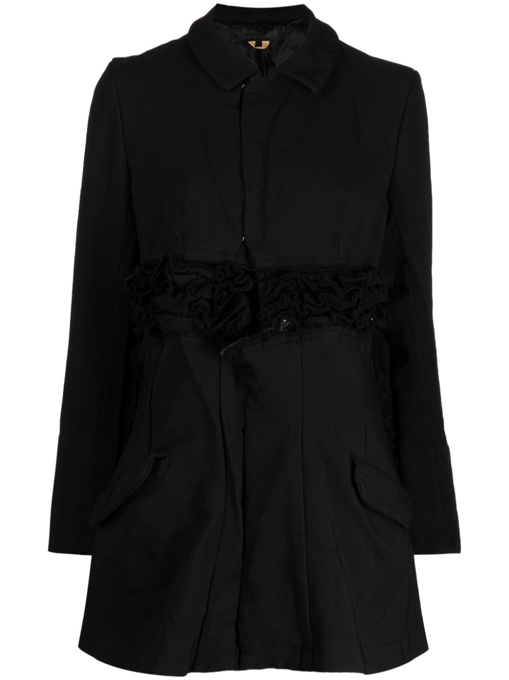 Ripped ruffled bomber jacket - 1 - Black